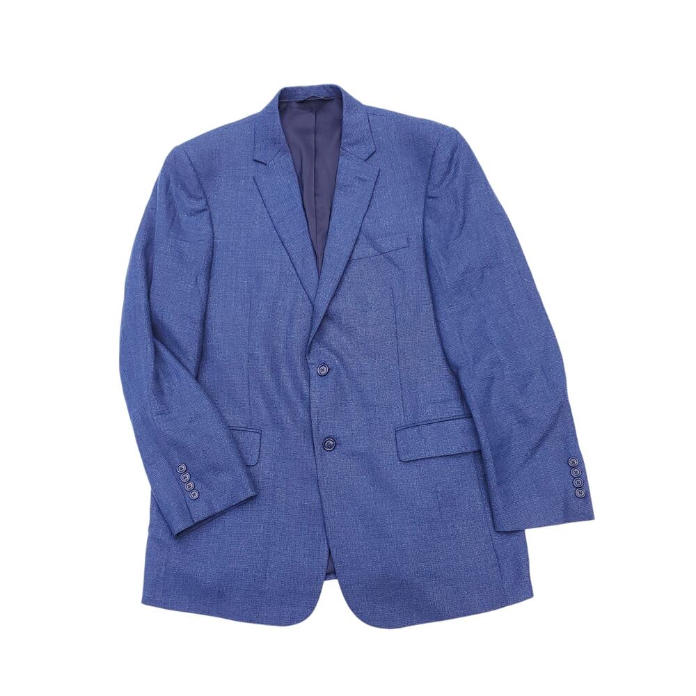 Jos A Bank Travelers Blue Textured Wool Blazer Preppy Elevated Sport Jacket 43L
